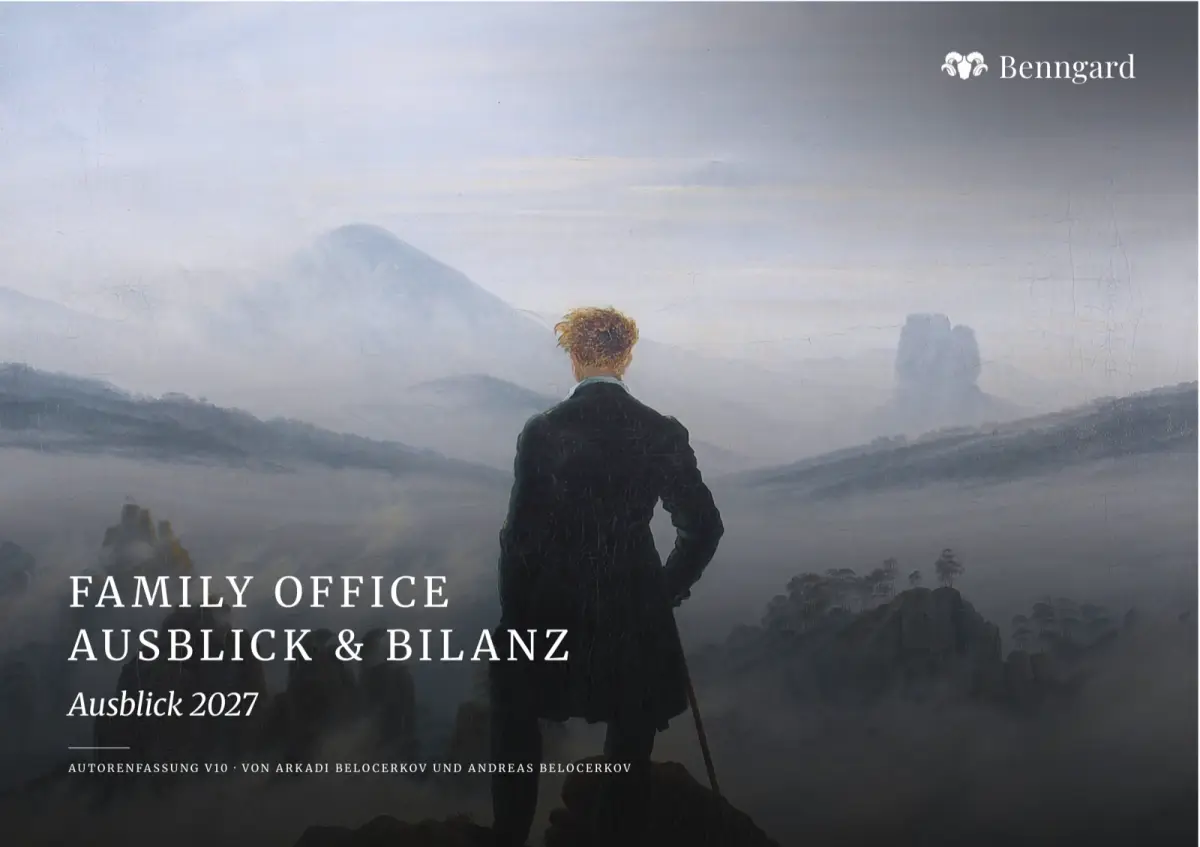Titelseite des Reports „Family Office Ausblick & Bilanz · Ausblick 2027“ von Benngard